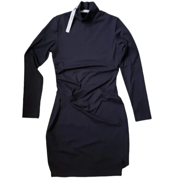 SUSANA MONACO MOCK NECK OVERLAP GATHERED DRESS - Picture 7 of 8